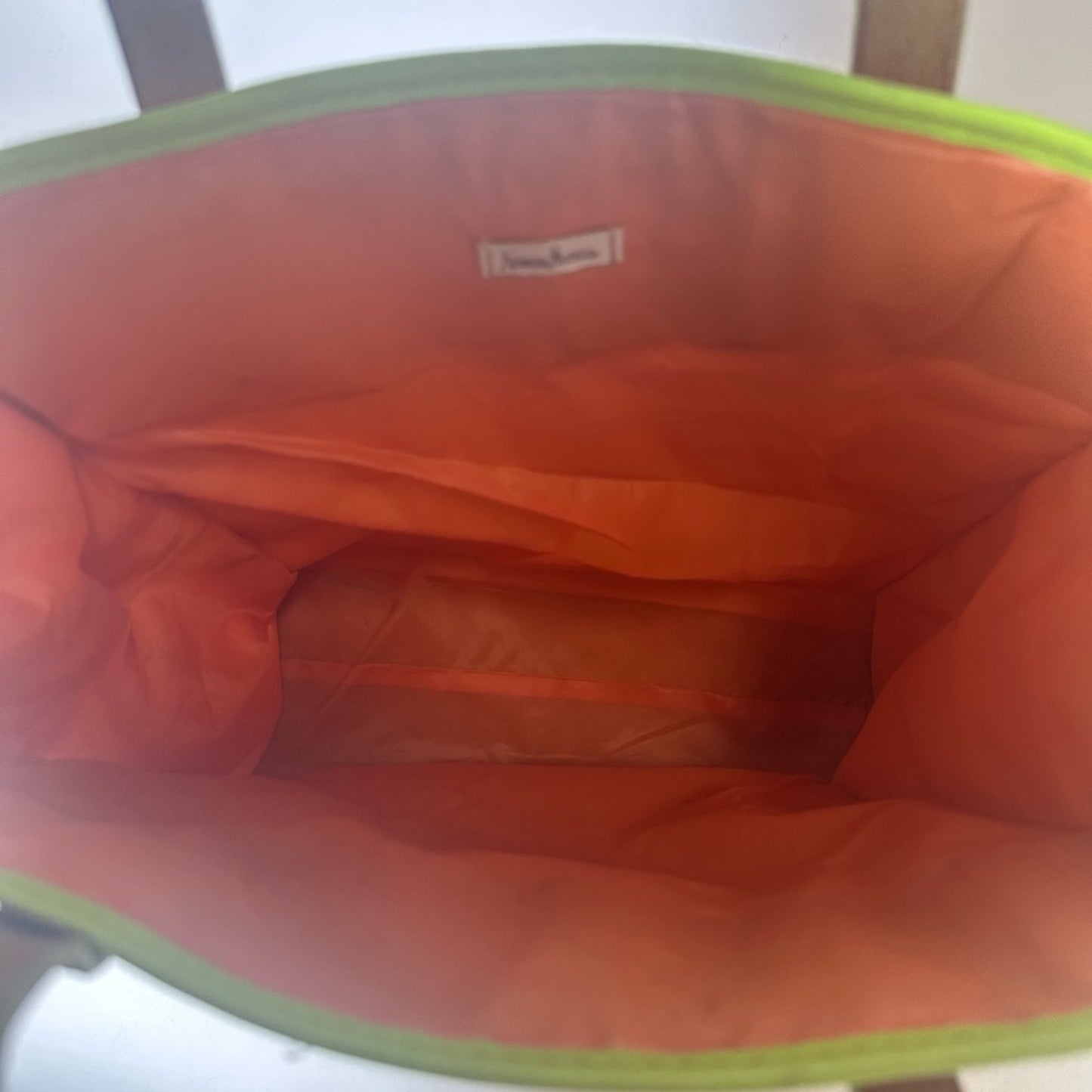 Vibrant Orange and Tan Striped Tote Bag with Sturdy Handles