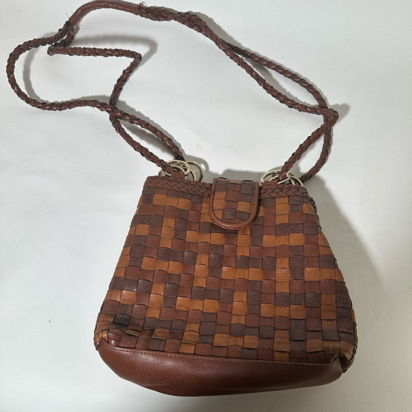 Brown Woven Leather Bag