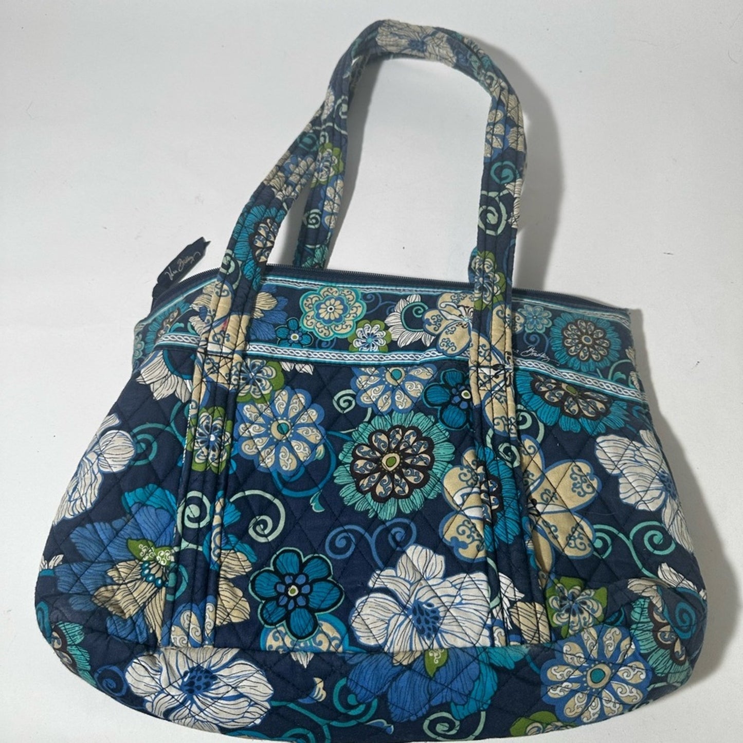 Vera Bradley Blue and Green Quilted Shoulder Bag with Paisley Design