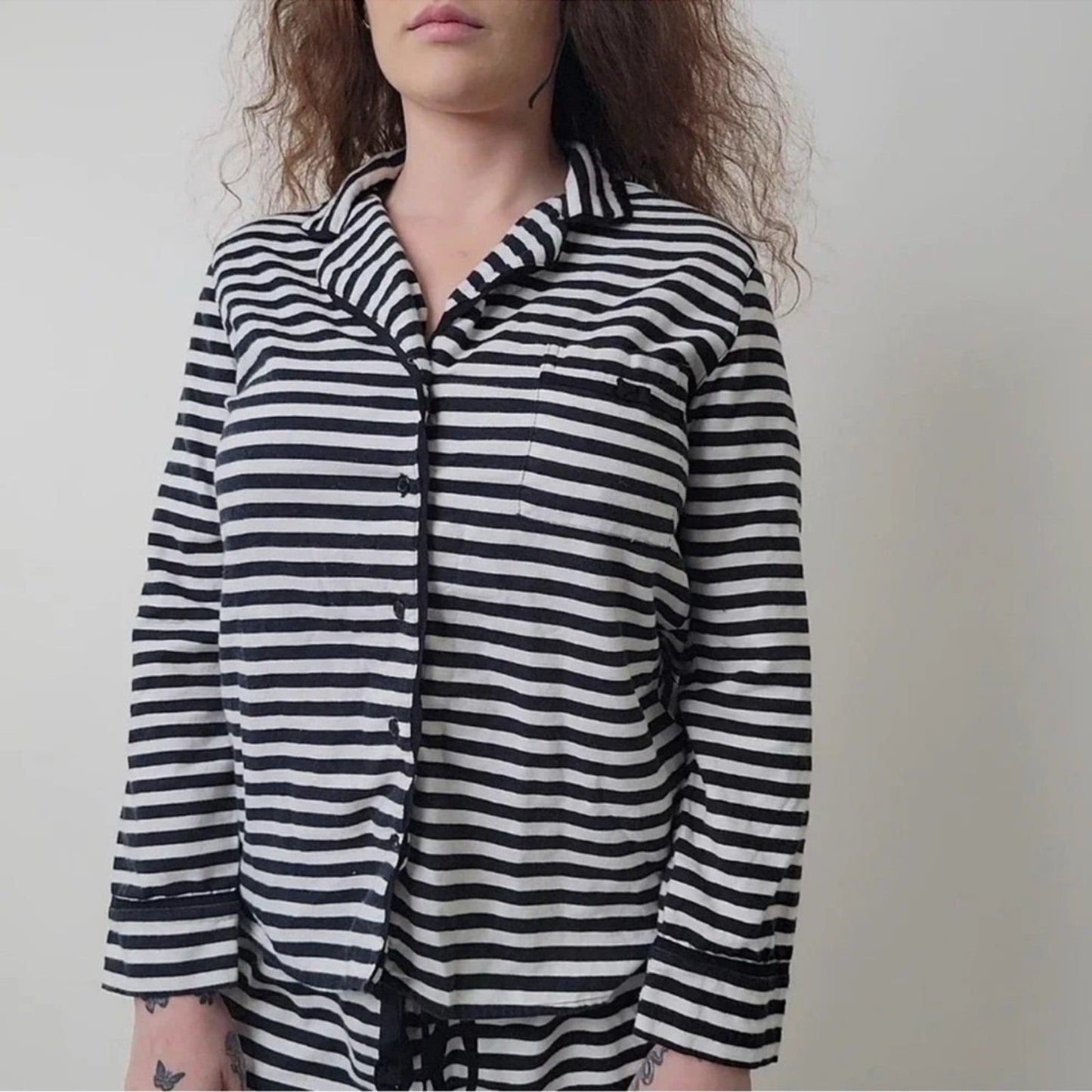 kate spade Black and White Striped Button Up Shirt