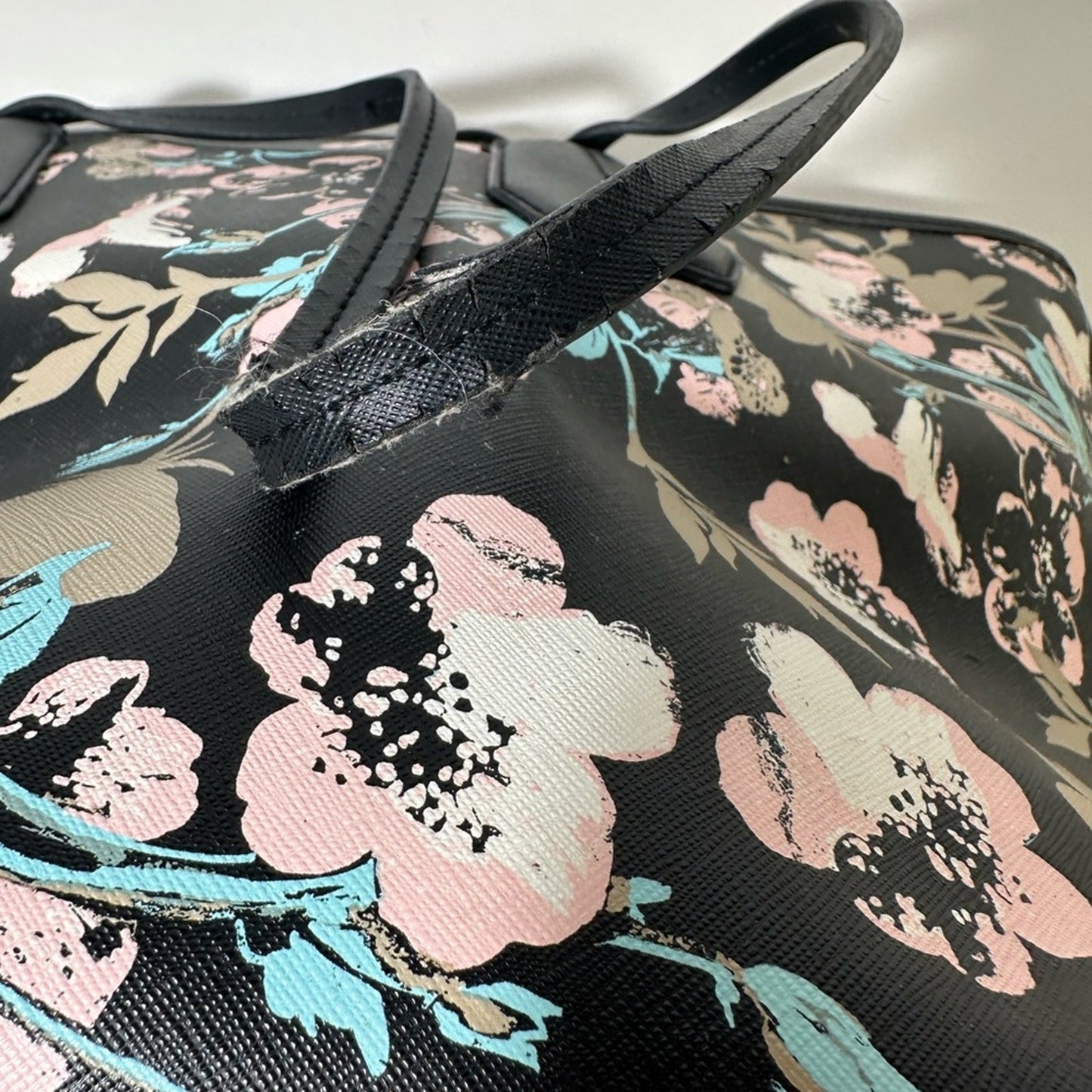 Kenneth Cole Reaction Black and Pink Floral Tote Bag