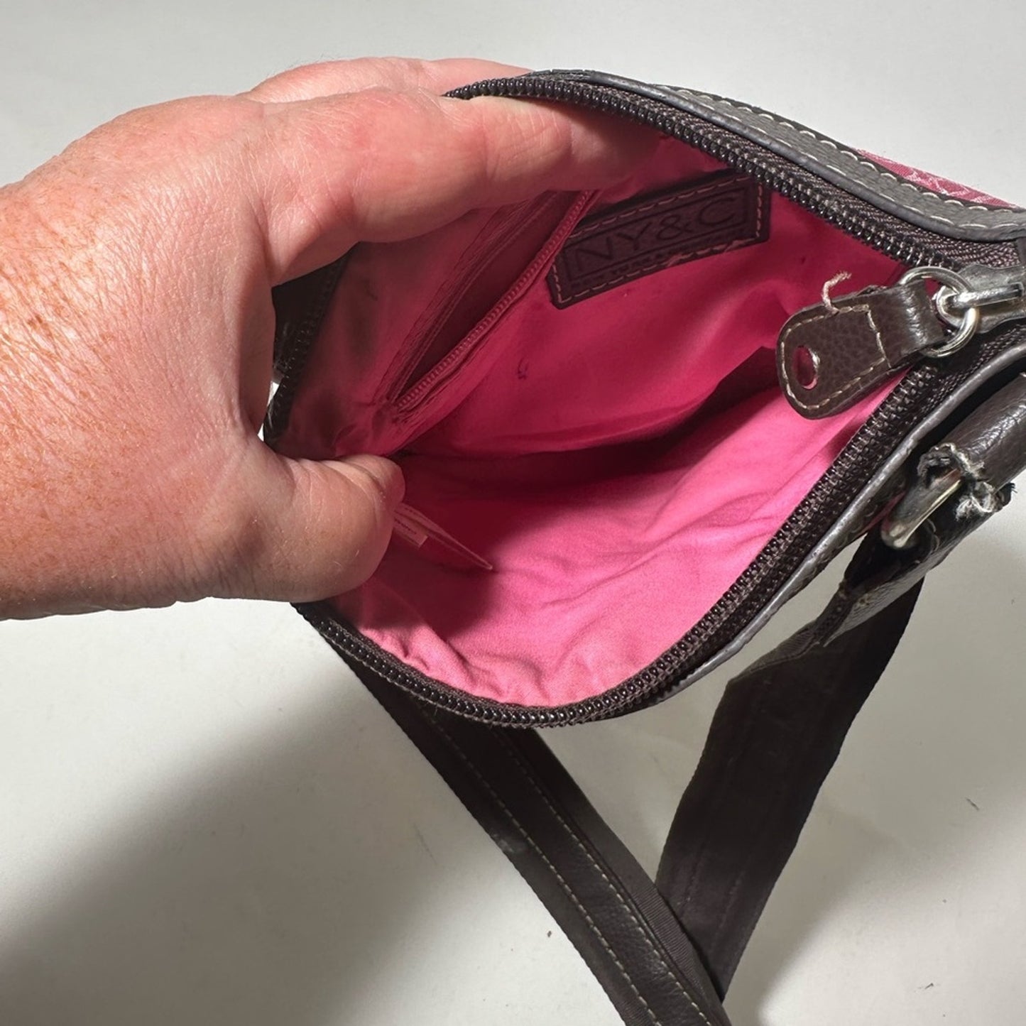 Stylish Pink and Brown Crossbody Bag