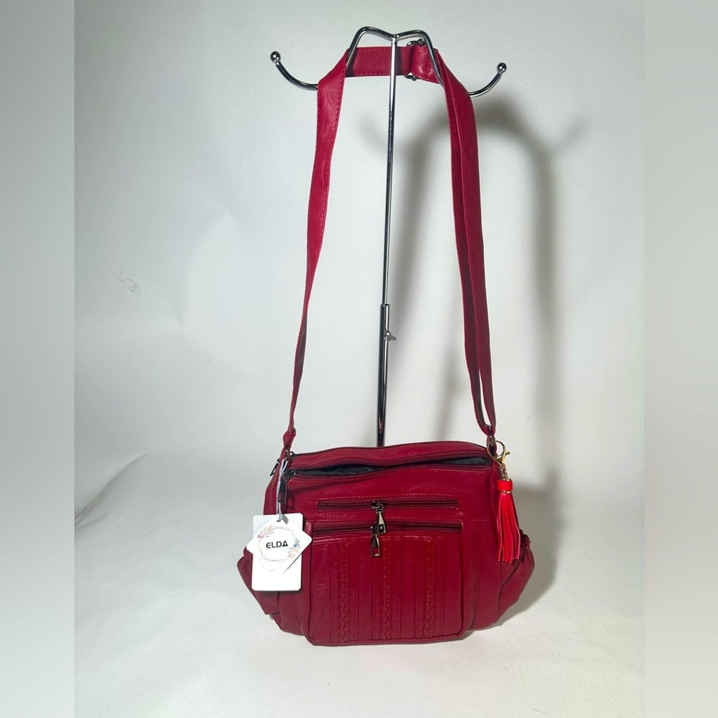 NWT Red Quilted Leather Crossbody Bag