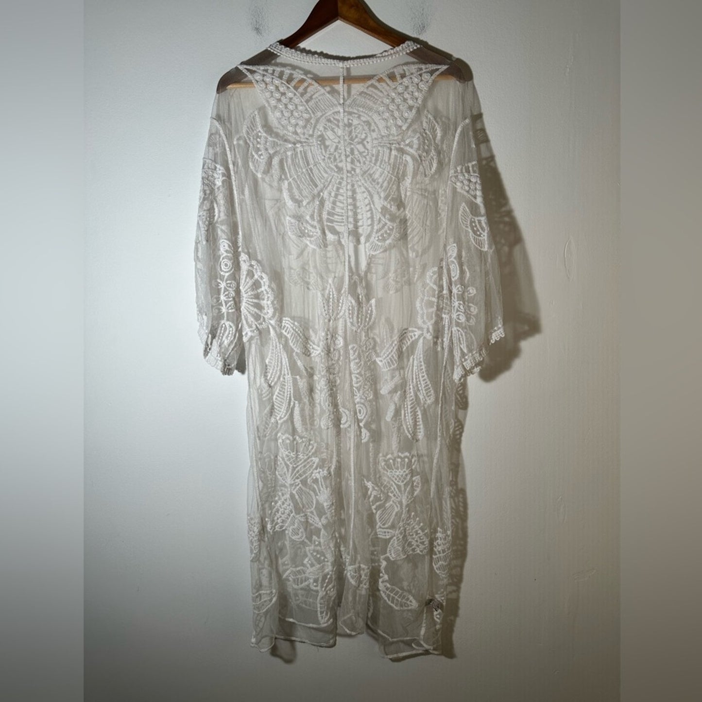 White Sheer Lace Kimono