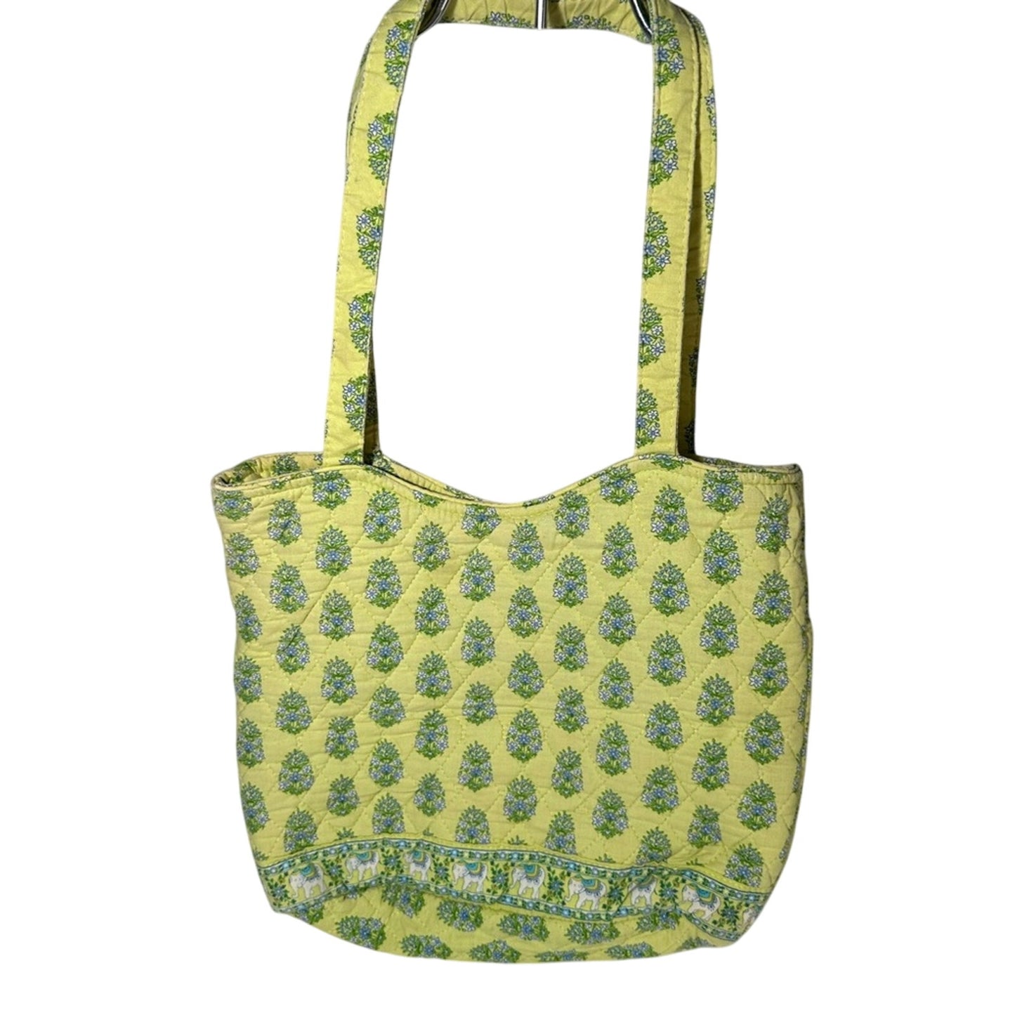 Lime Green Pineapple Patterned Tote Bag with Shoulder Straps