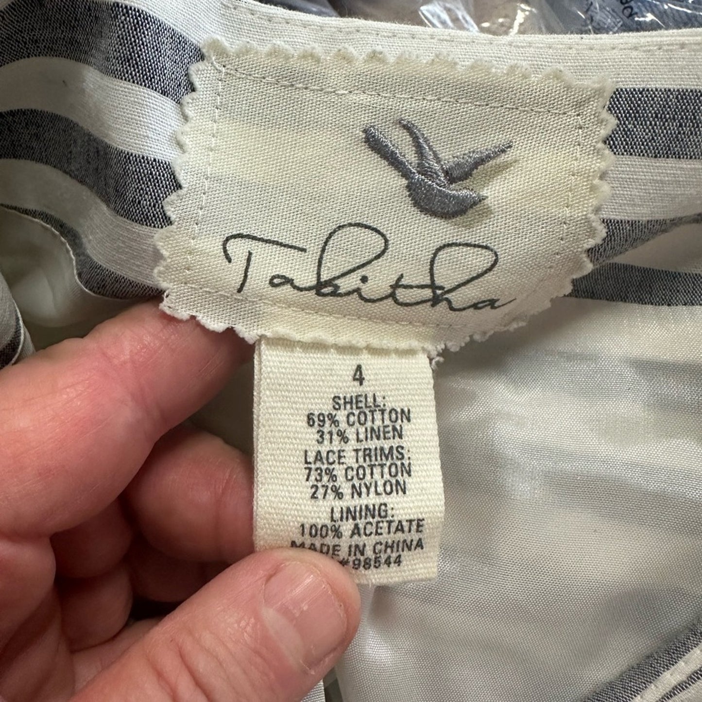 Anthropology Striped Cream and Gray Skirt