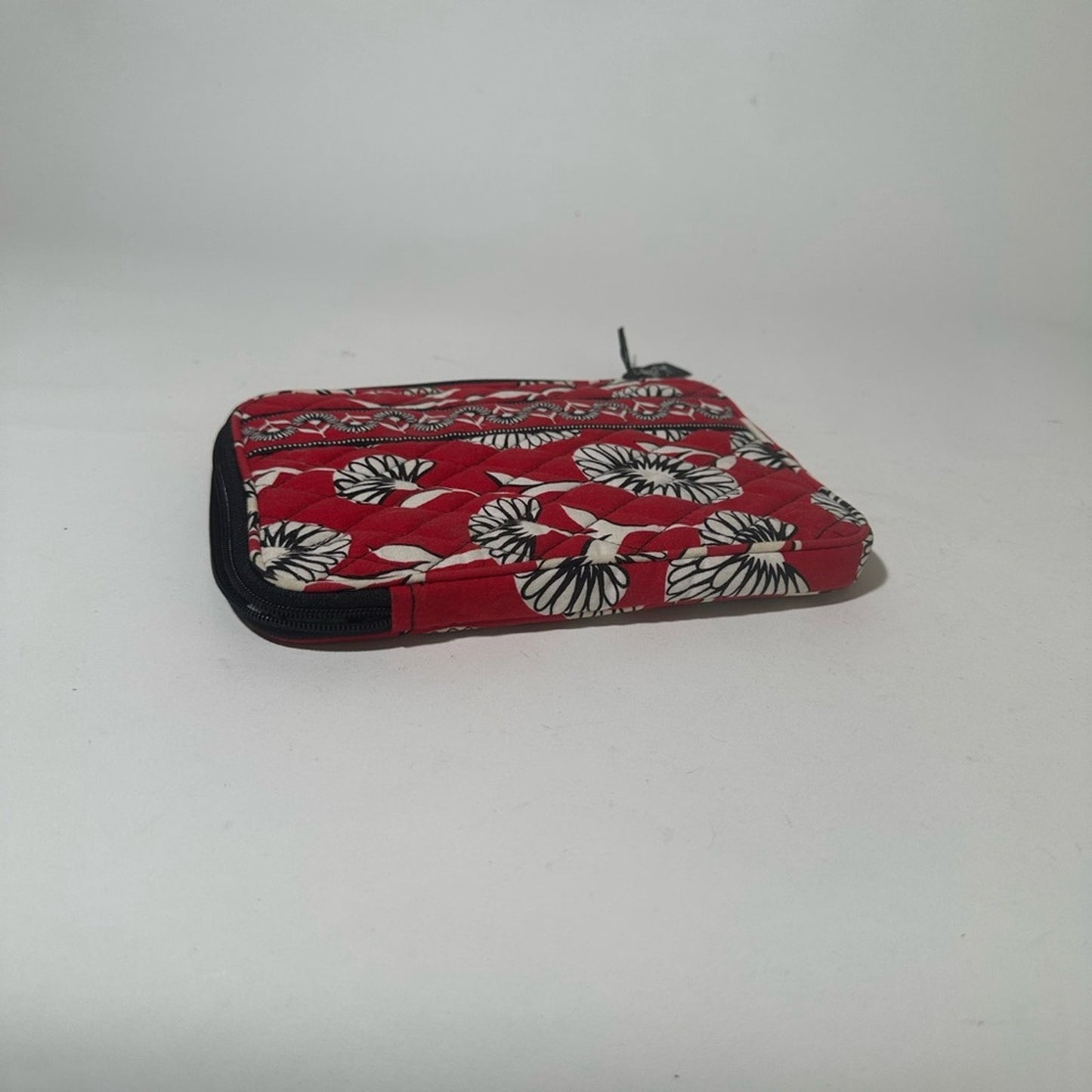 Vera Bradley Chic Houndstooth Pouch with Red Floral Accent
