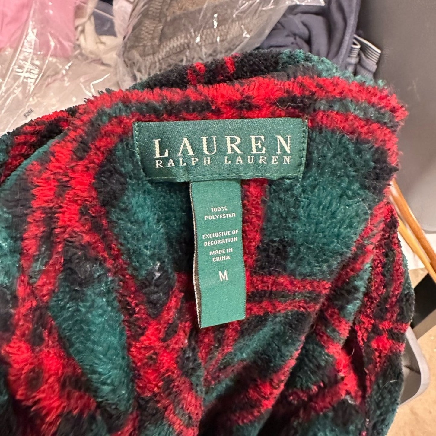 Lauren Ralph Lauren Plaid Fluffy Monogram Robe