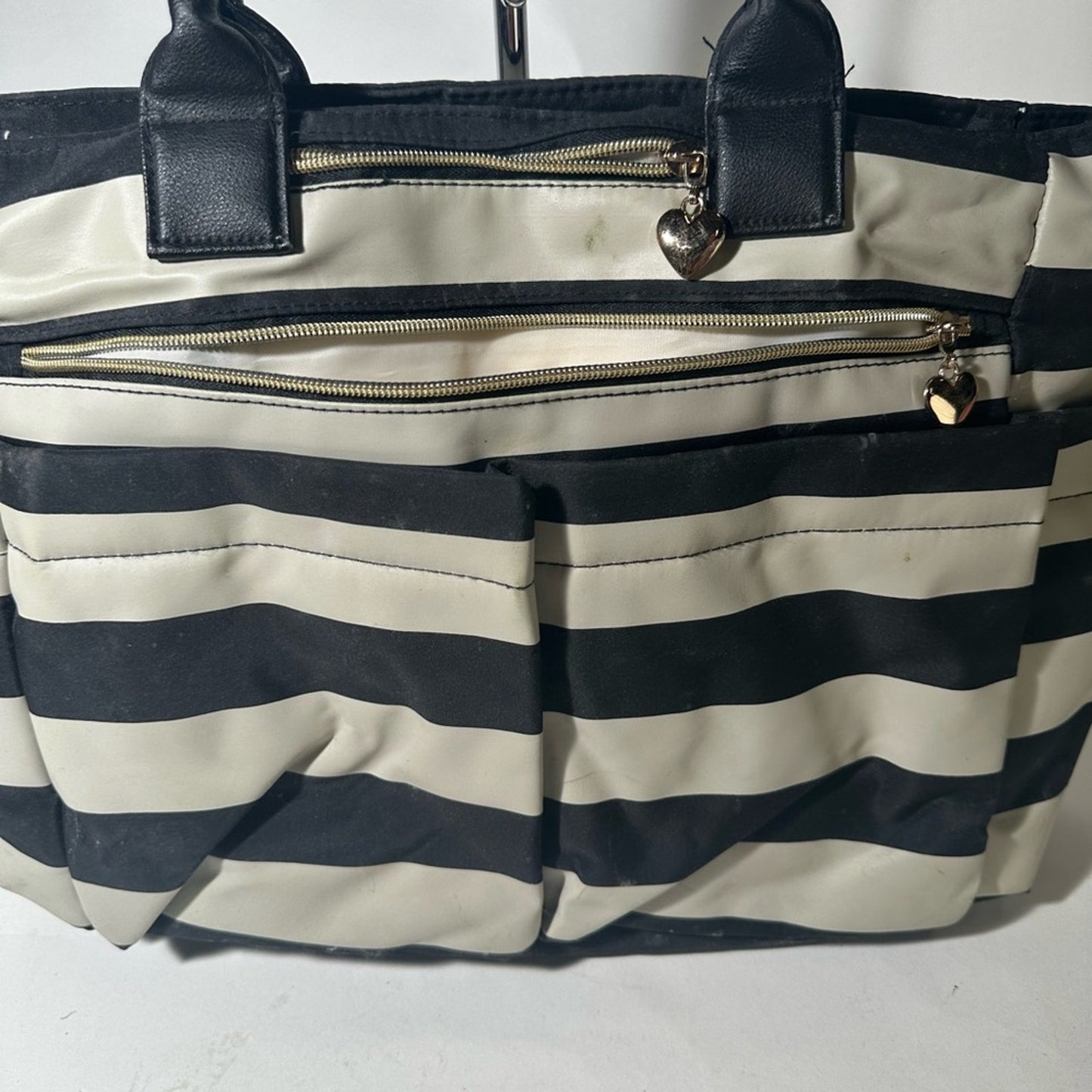 Black and White Striped Women's Bag