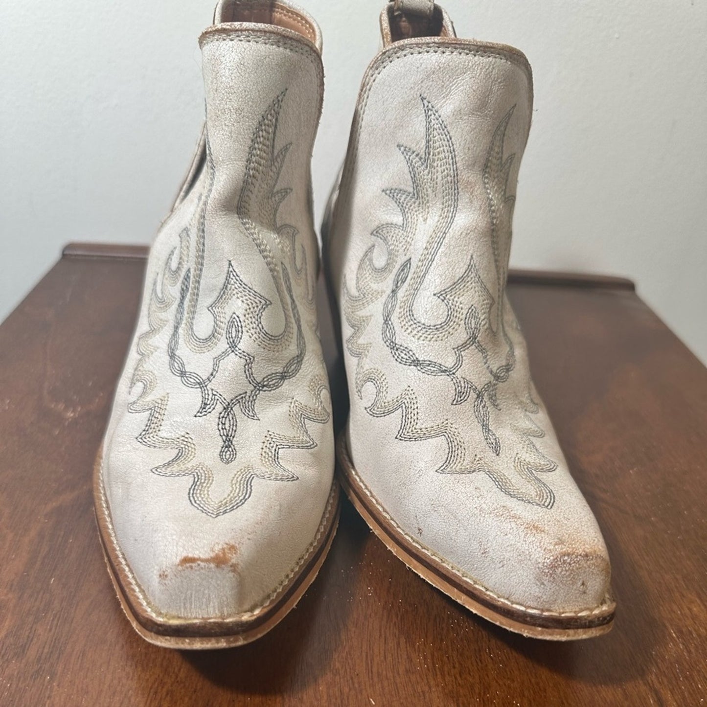 Cream Leather Hold A Grudge Ankle Booties