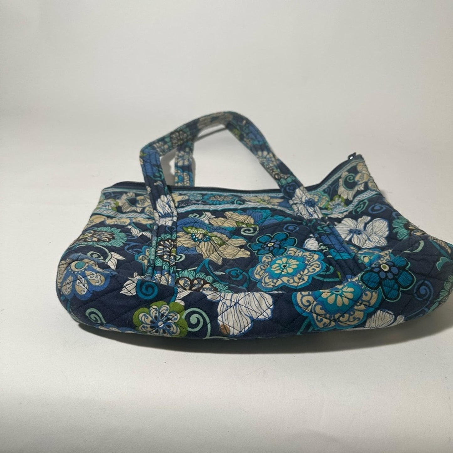 Vera Bradley Blue and Green Quilted Shoulder Bag with Paisley Design
