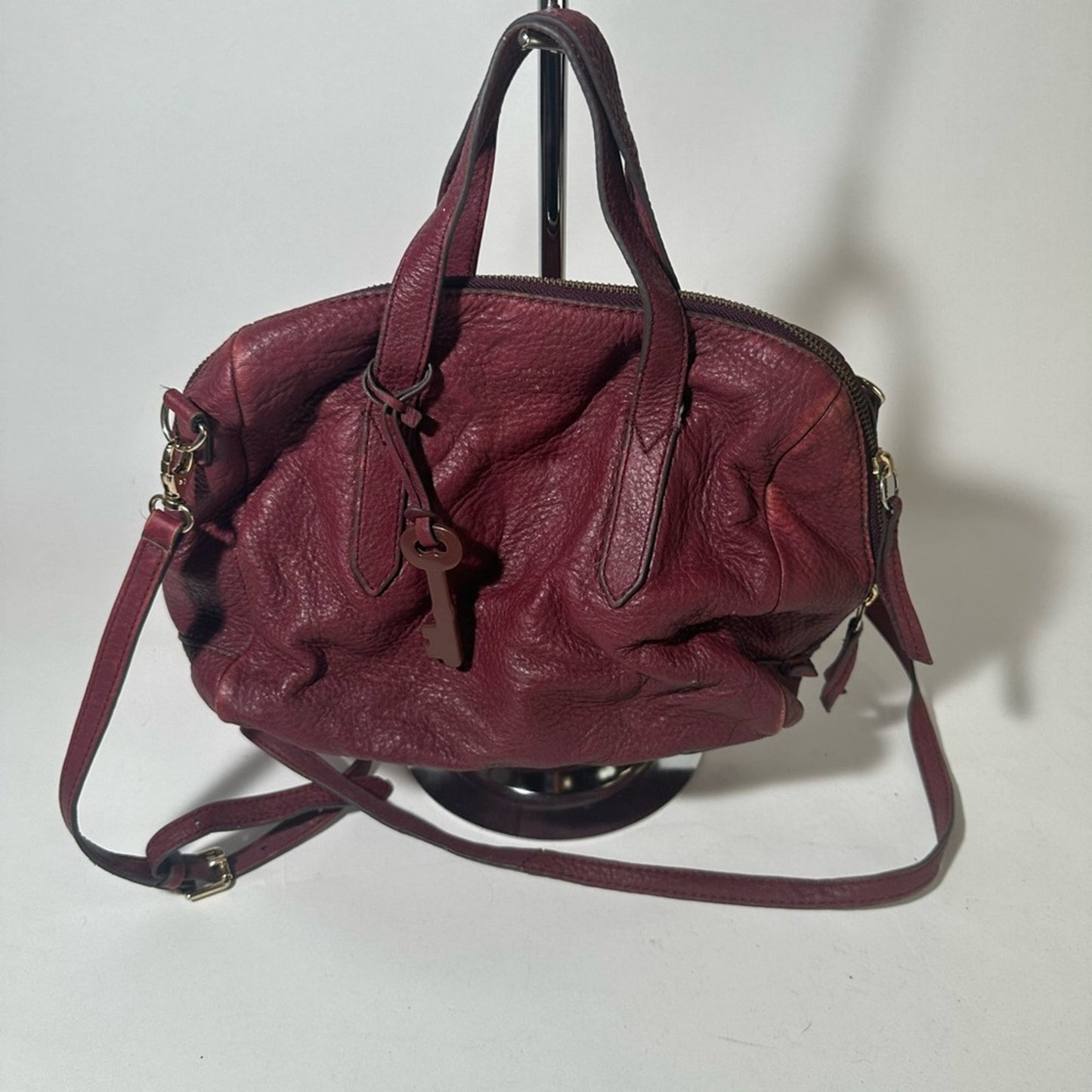 Fossil Elegant Burgundy Leather Handbag