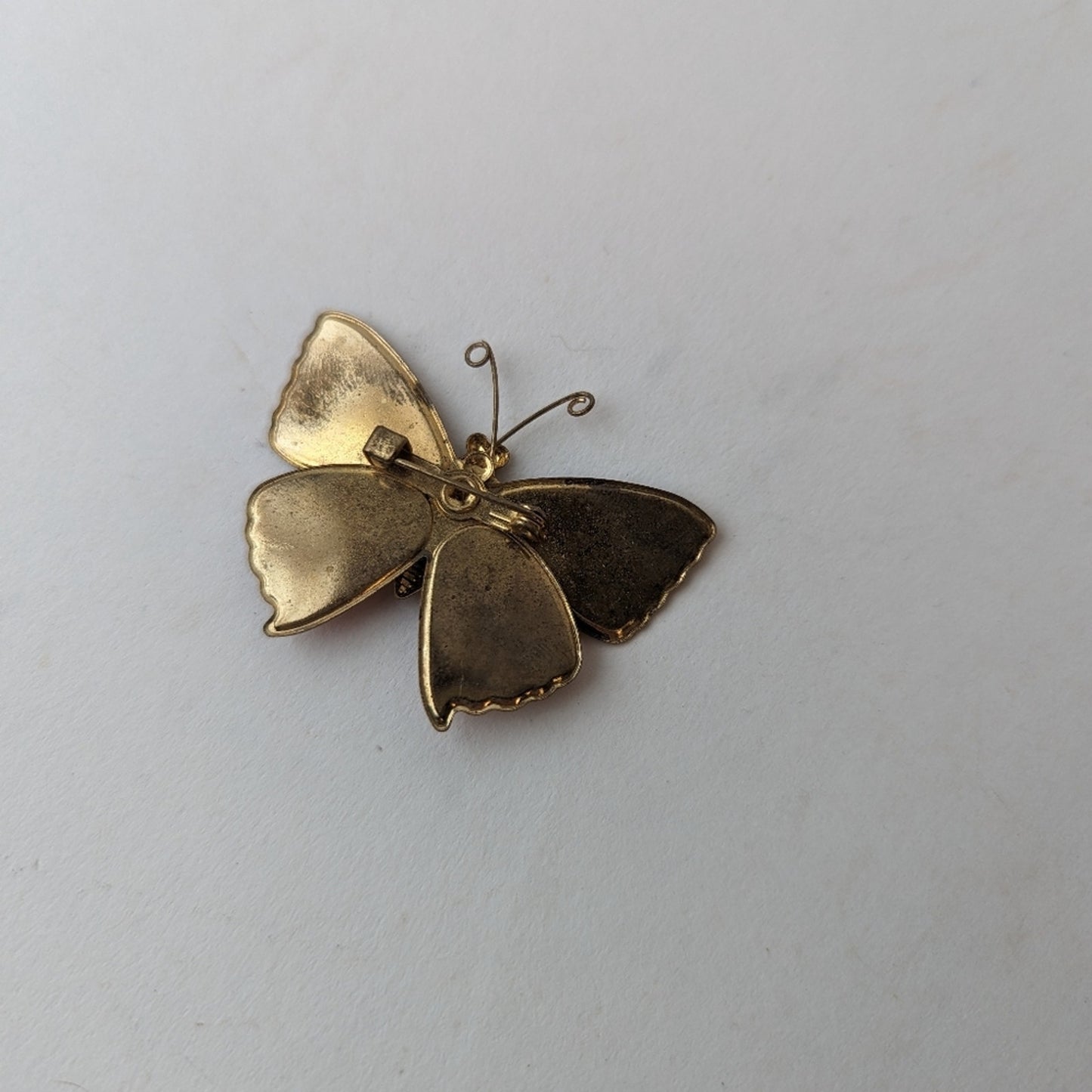 Vintage Stamped Metal and Enamel Orange Butterfly