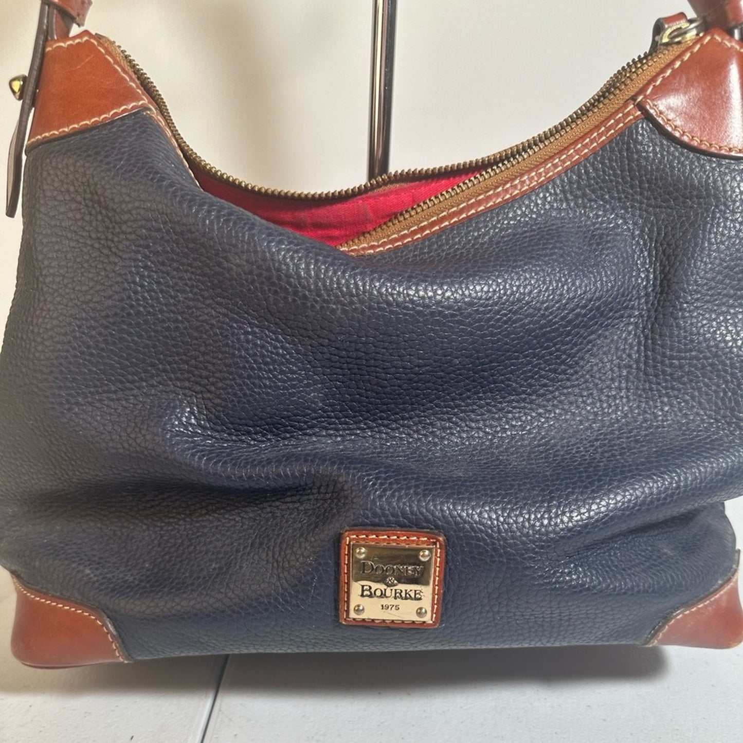 Dooney & Bourke Black and Brown Leather Hobo Bag