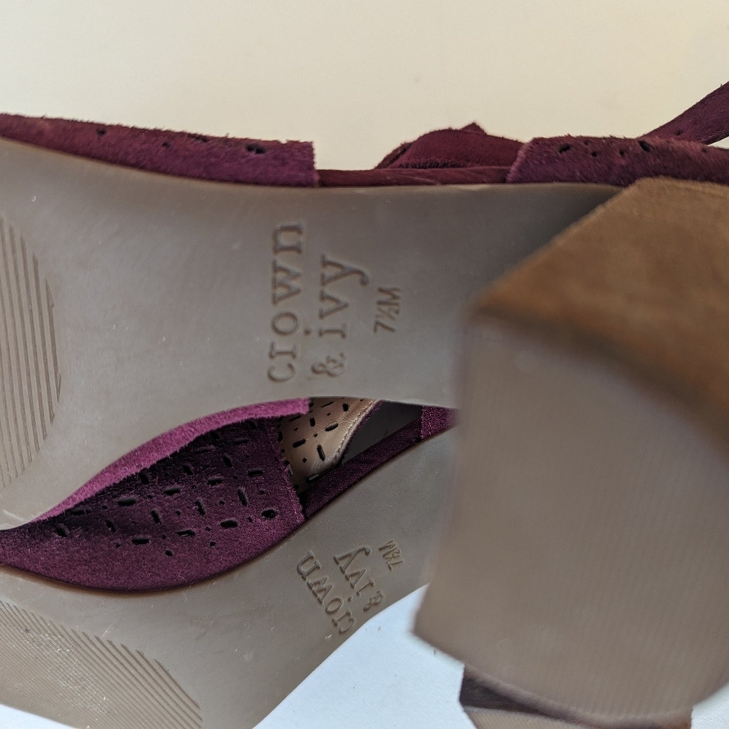 NWT Crown & Ivy Suede Stacked Heels - 7.5