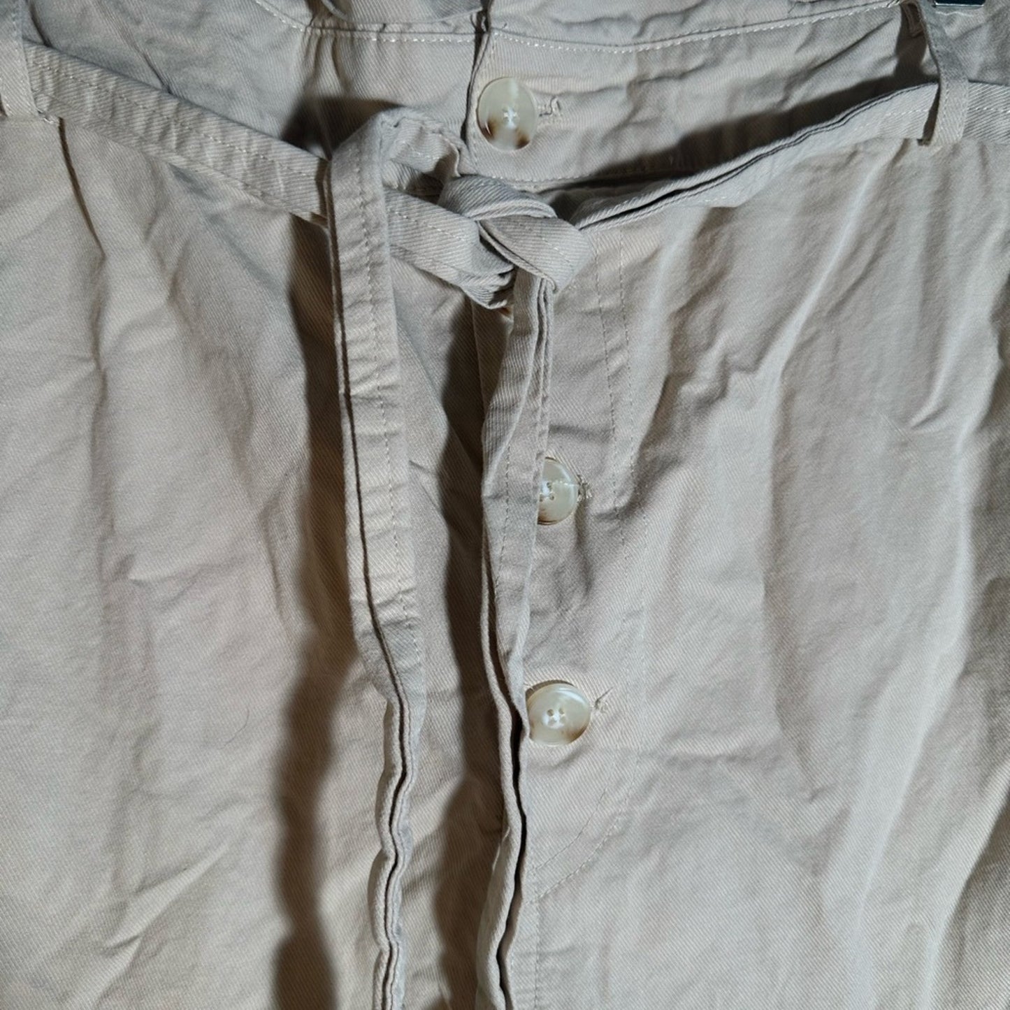Beige Wide-Leg High-Waisted Pants