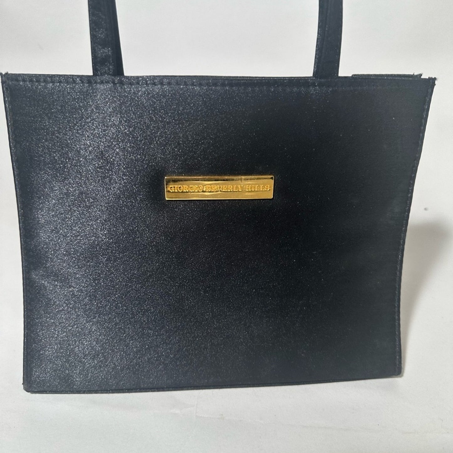 Black Textured Shoulder Bag with Gold Hardware
