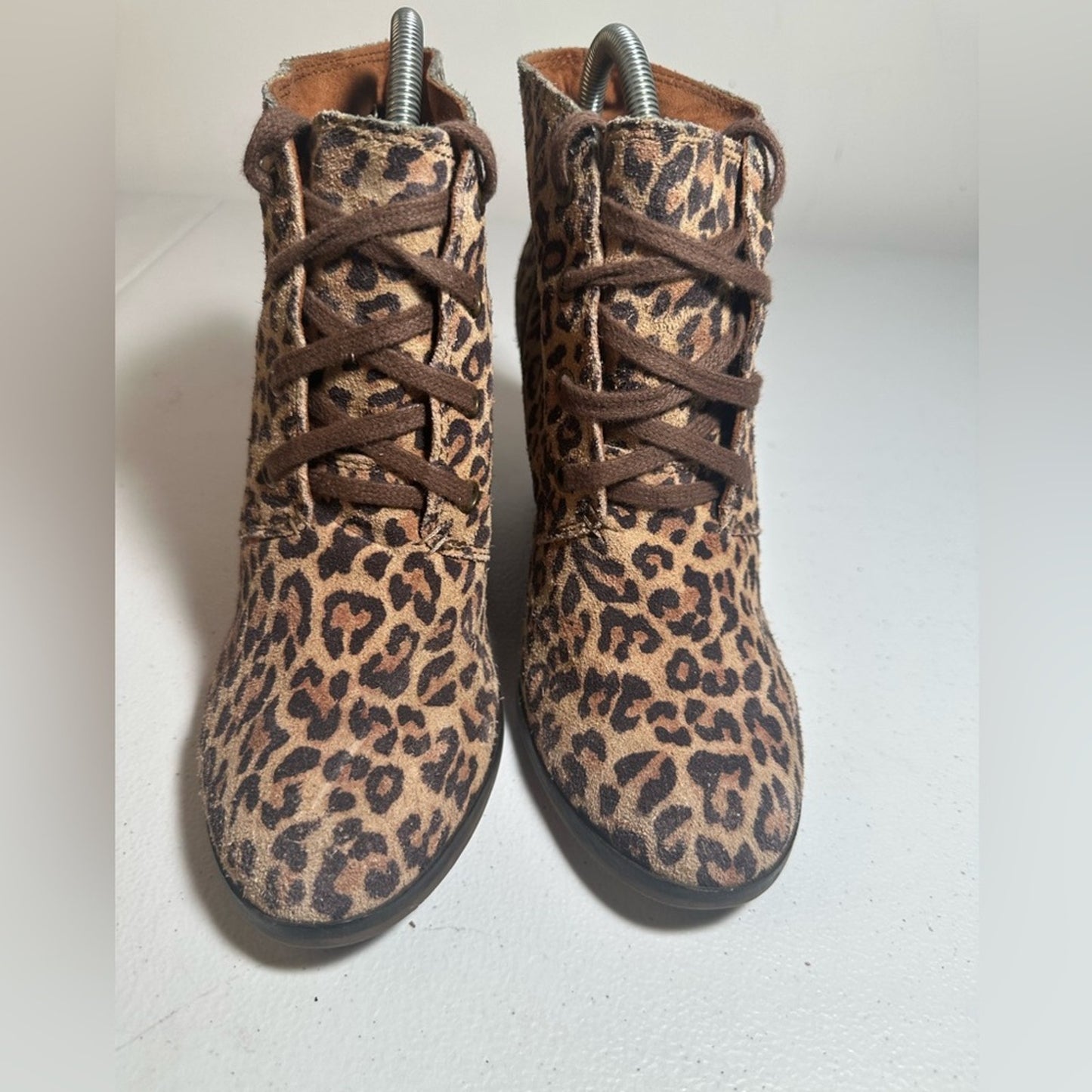 Lucky Brand Leopard Print Wedge Ankle Boots