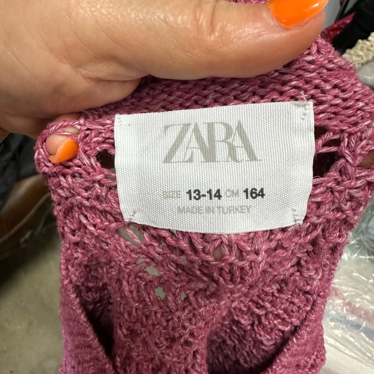 Zara Mauve Crocheted Sweater