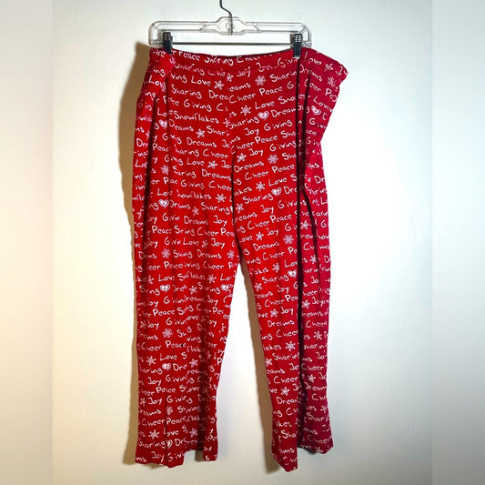 Red Pajama Pants with White Text