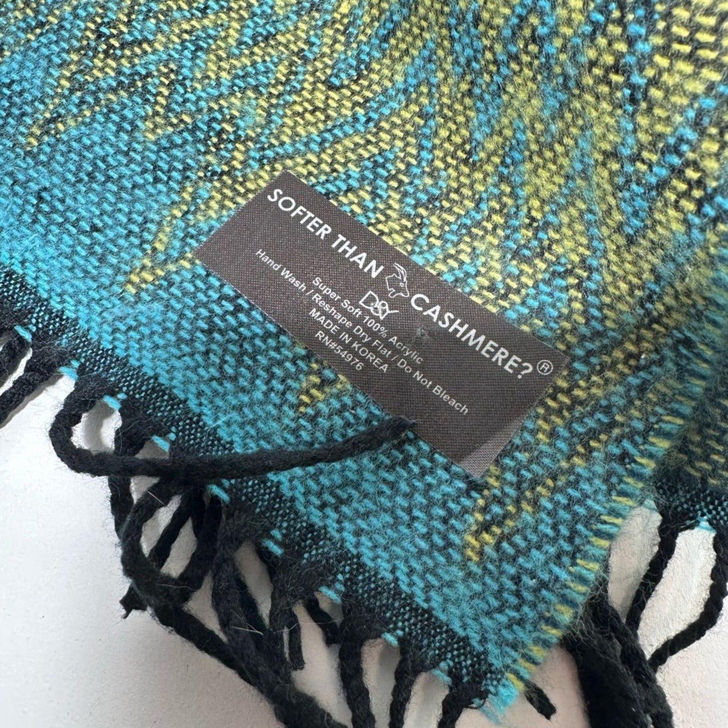 Teal and Yellow Patterned Scarf