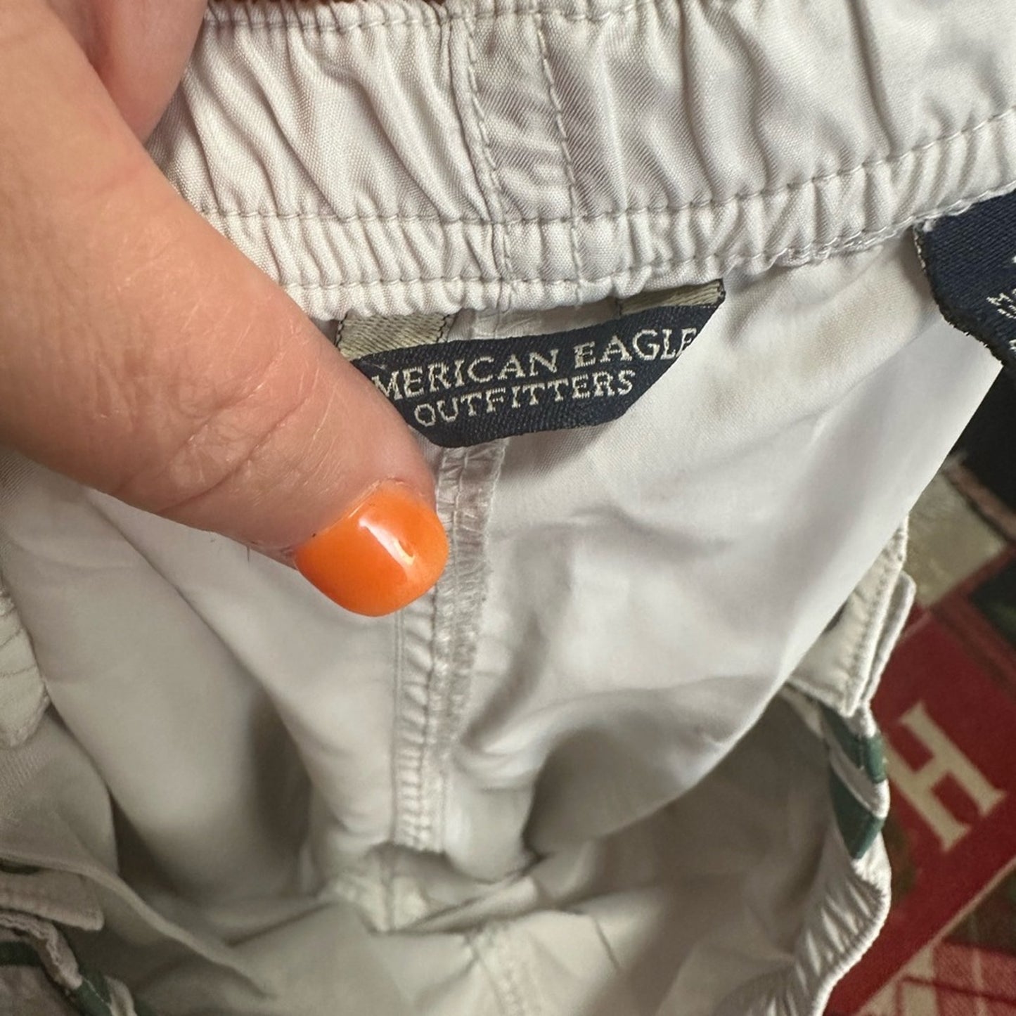 American Eagle Outfitters White and Green Track Pants