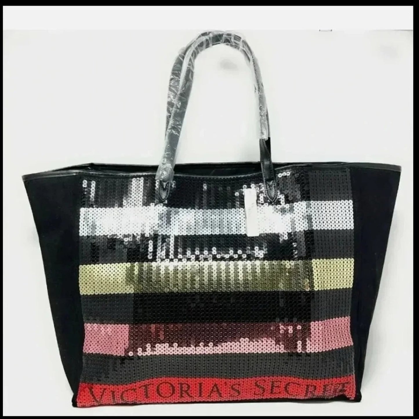 Victoria's Secret Black and Red Sequin Tote Bag