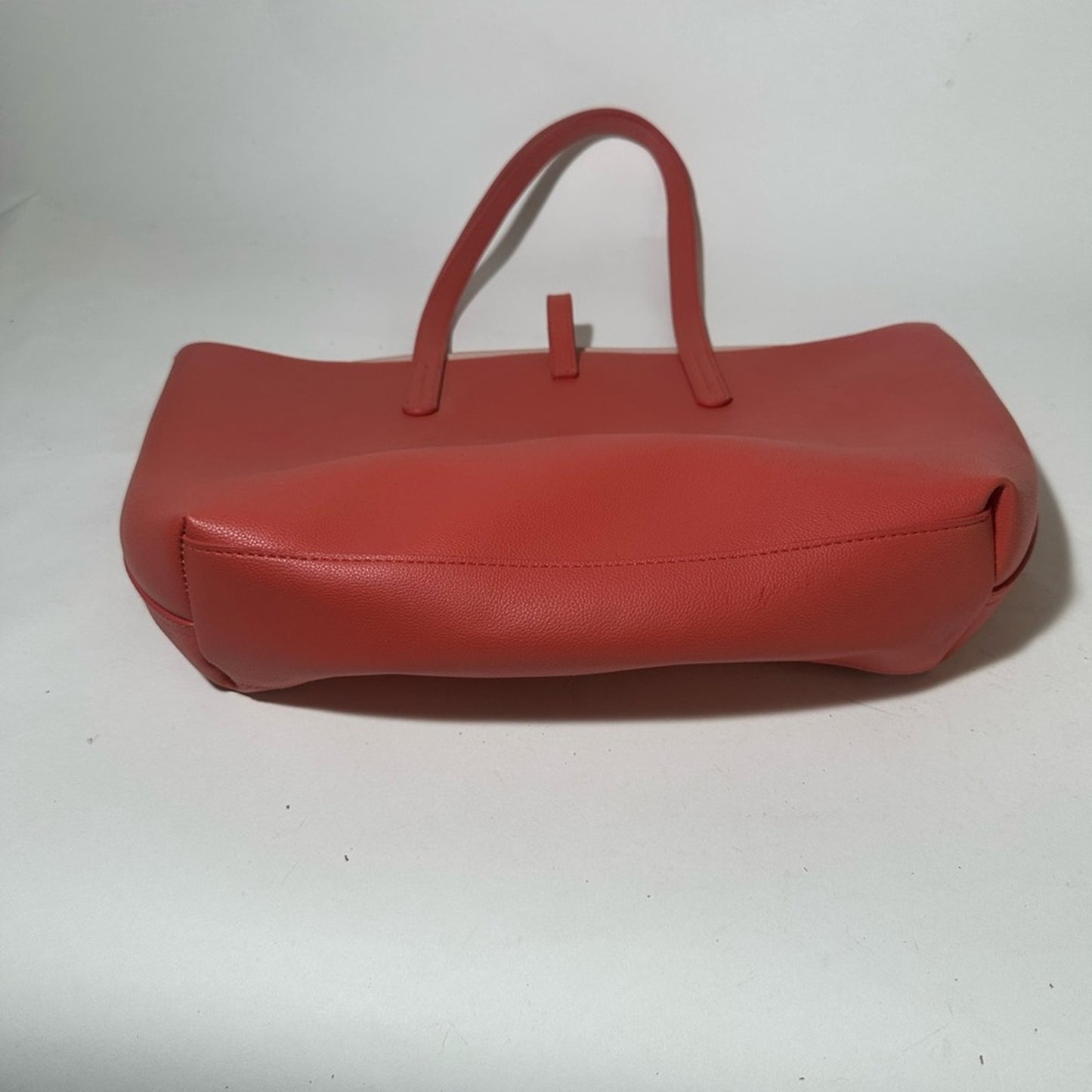 Red Trapezoid Tote Bag with Textured Finish