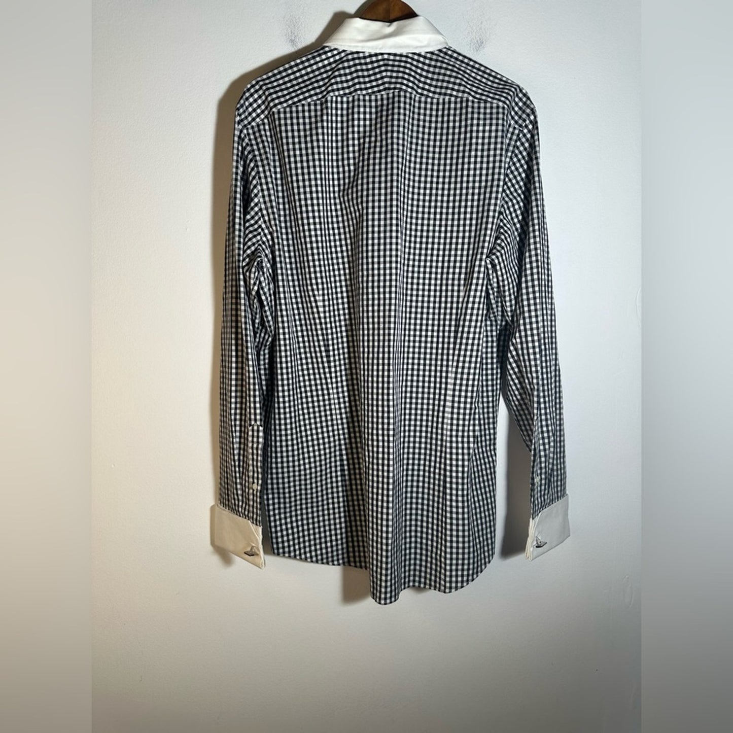 Banana Republic Men's Black and White Checkered Shirt