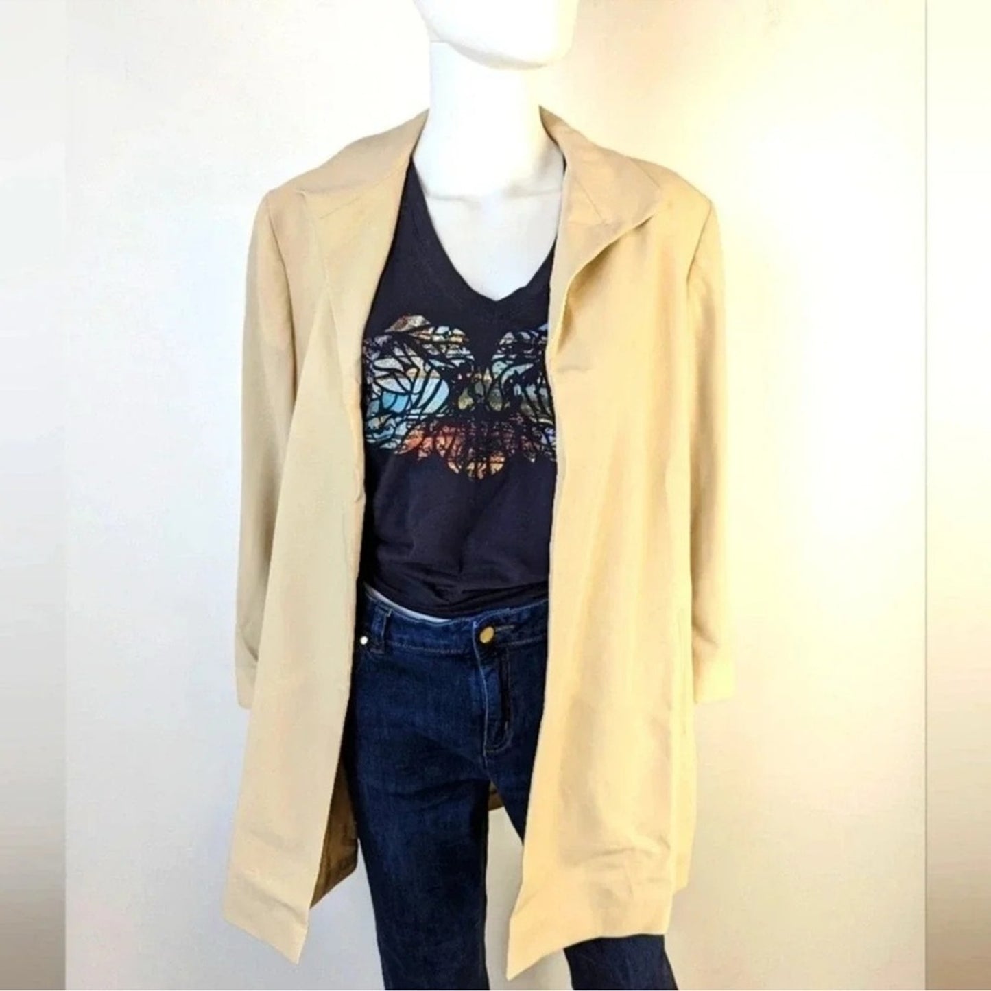 NWT Lafayette New York 148 Chic Beige Open Front Jacket