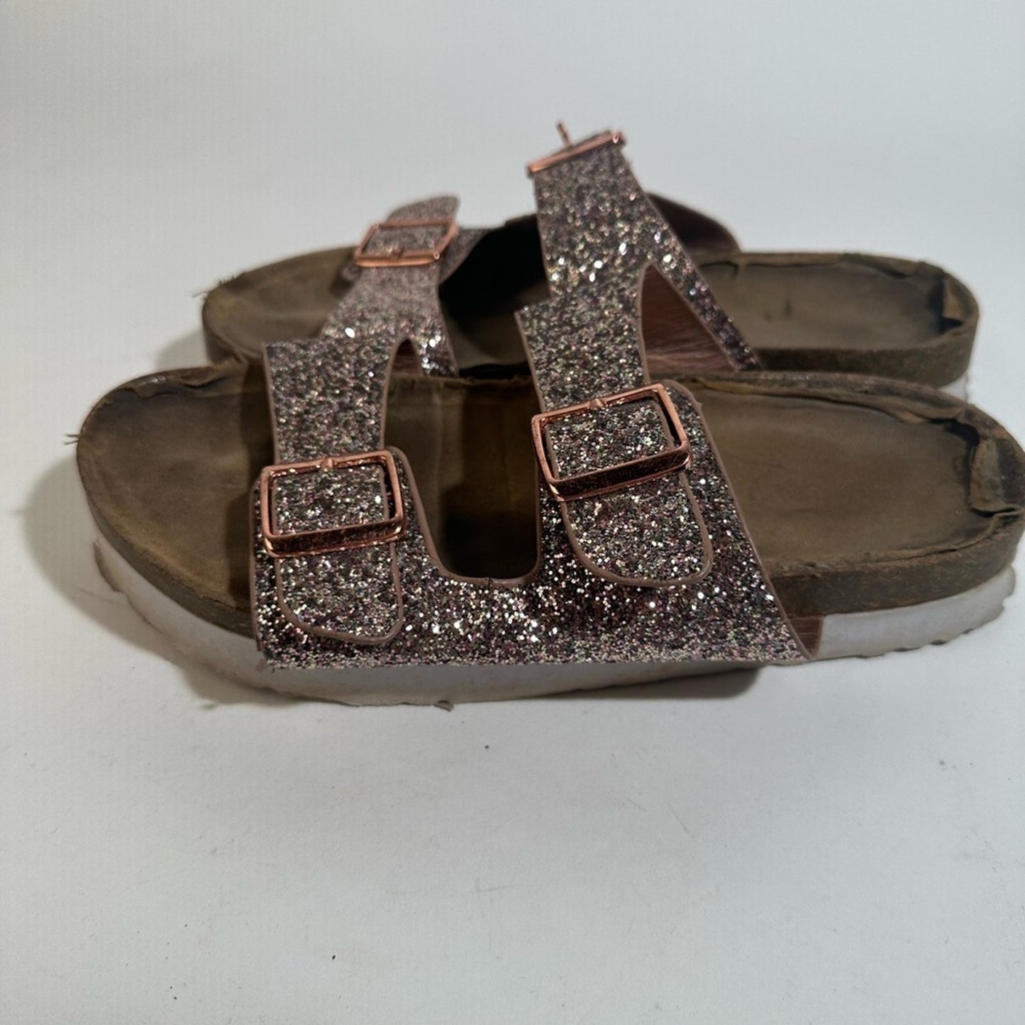Glitter Rose Gold Buckle Sandals