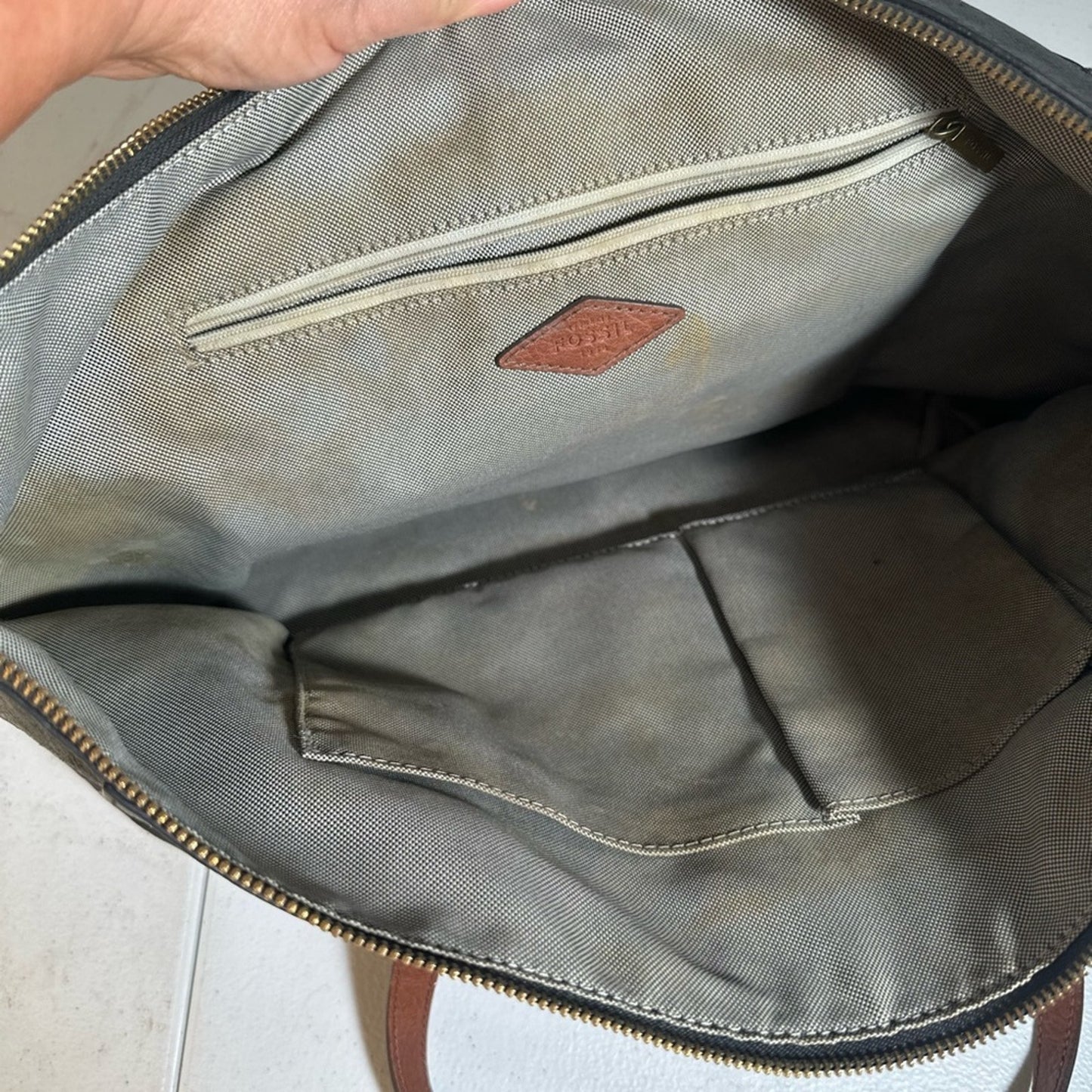 Fossil Elegant Black Leather Tote Bag