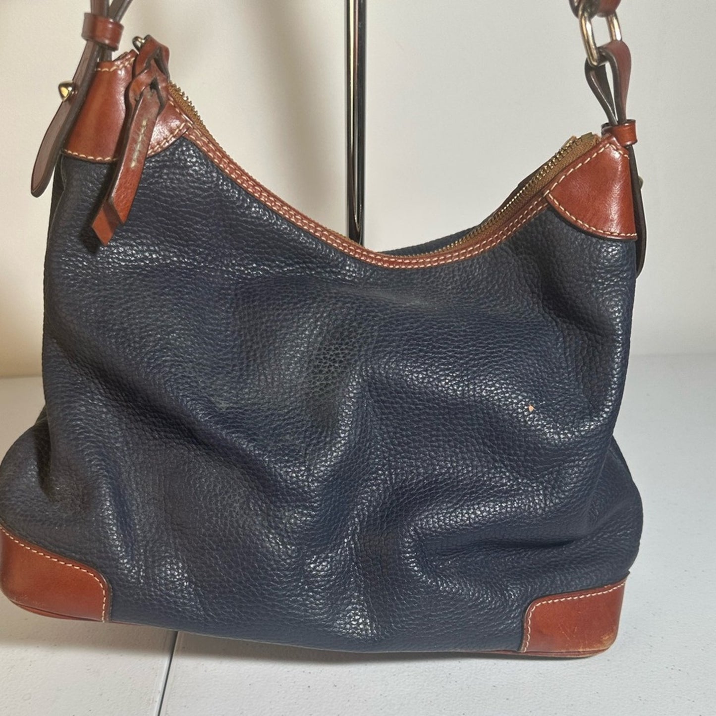 Dooney & Bourke Black and Brown Leather Hobo Bag
