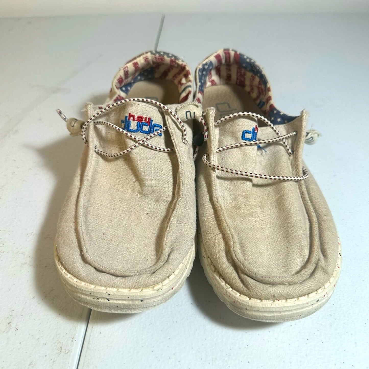 Hey Dude Americana Casual Beige Canvas Shoes