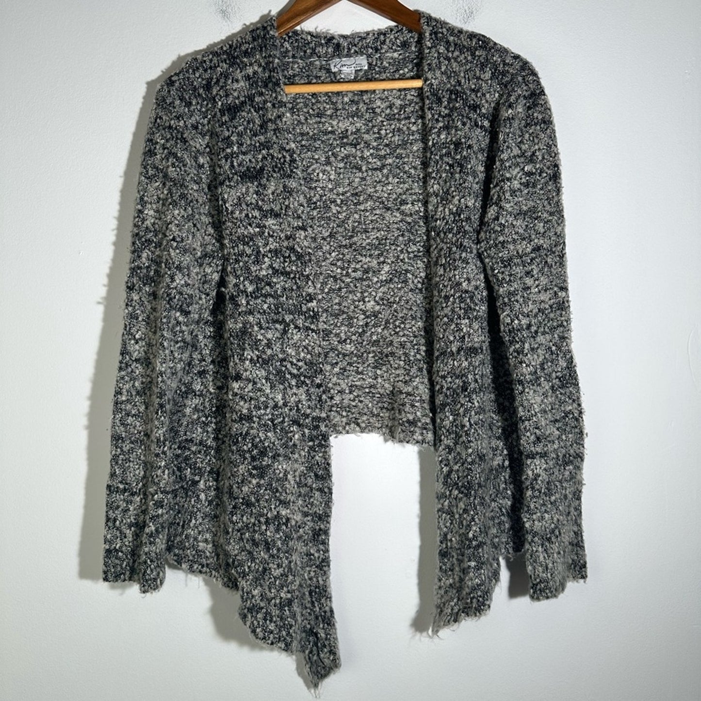 Kim Rogers Women's Gray Open-Front Sweater