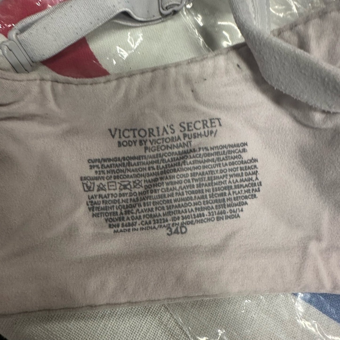 Victorias Secret Push Up Light Pink Lace Trim Bra