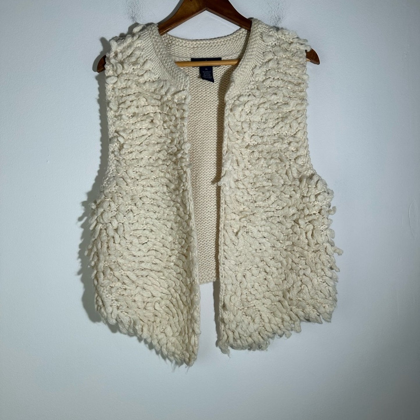 Artisan Cream Textured Vest with Open Front