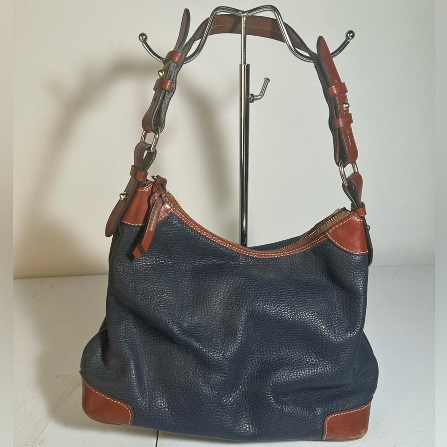 Dooney & Bourke Black and Brown Leather Hobo Bag
