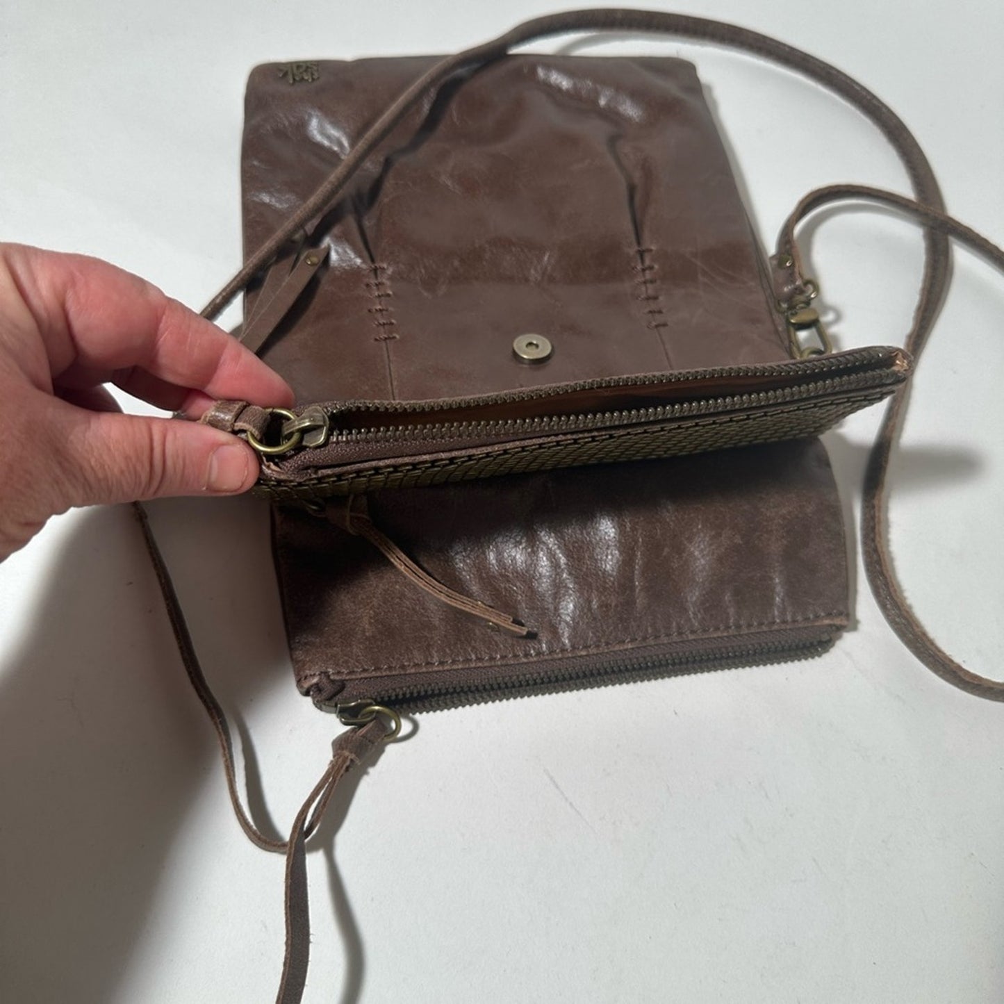 The Sak Brown Crossbody Bag with Metallic Accents