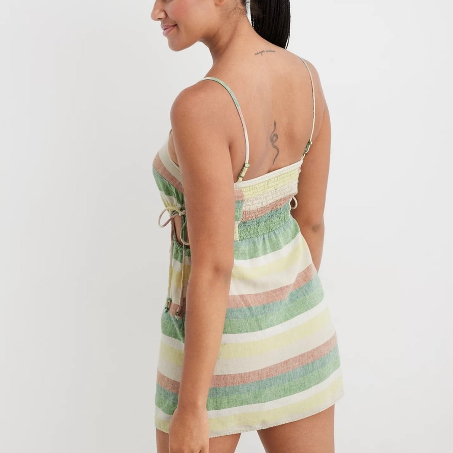 Aerie Green and Pink Dress with Modern Cutout