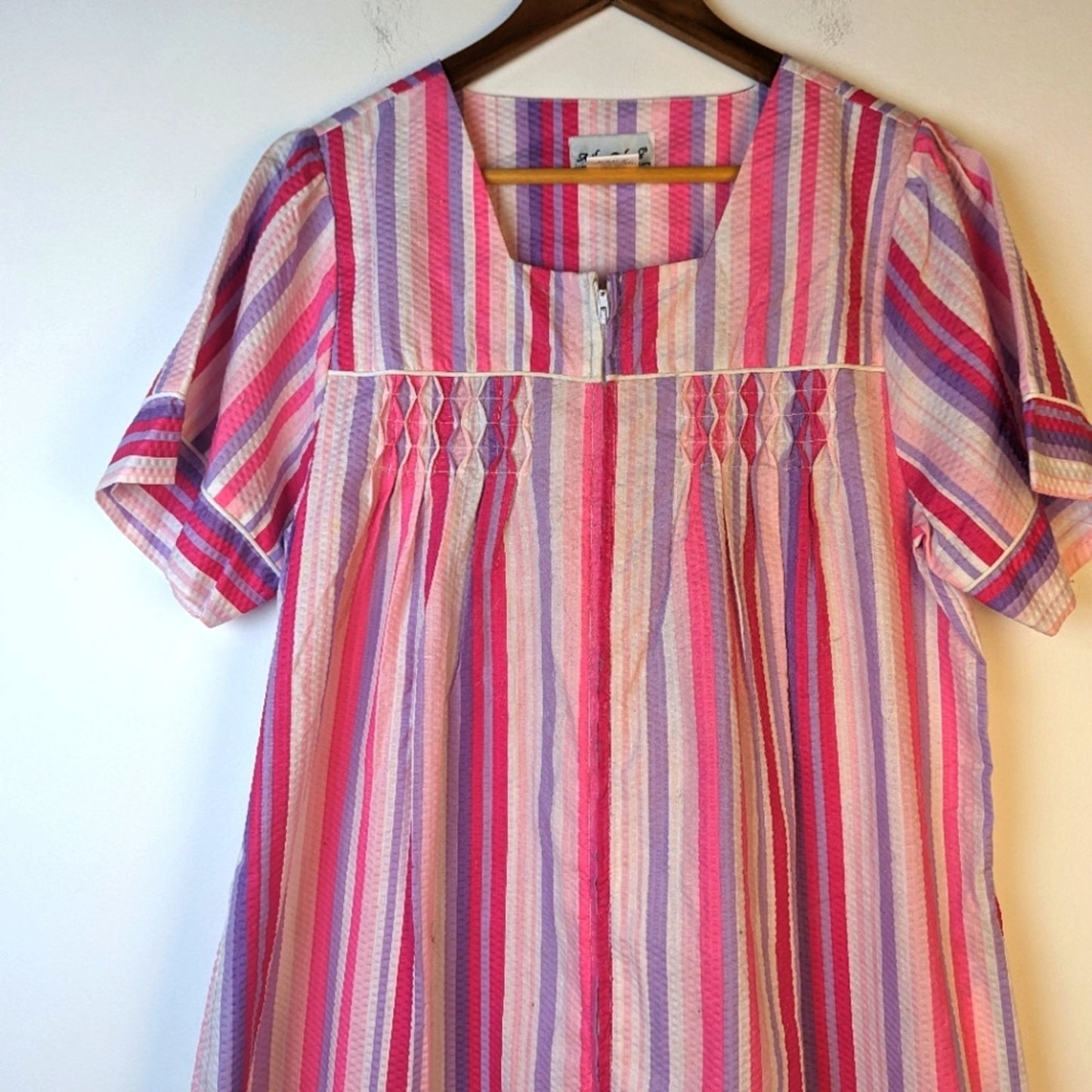 Short Sleeve Zip Front Robe Nightgown - Medium