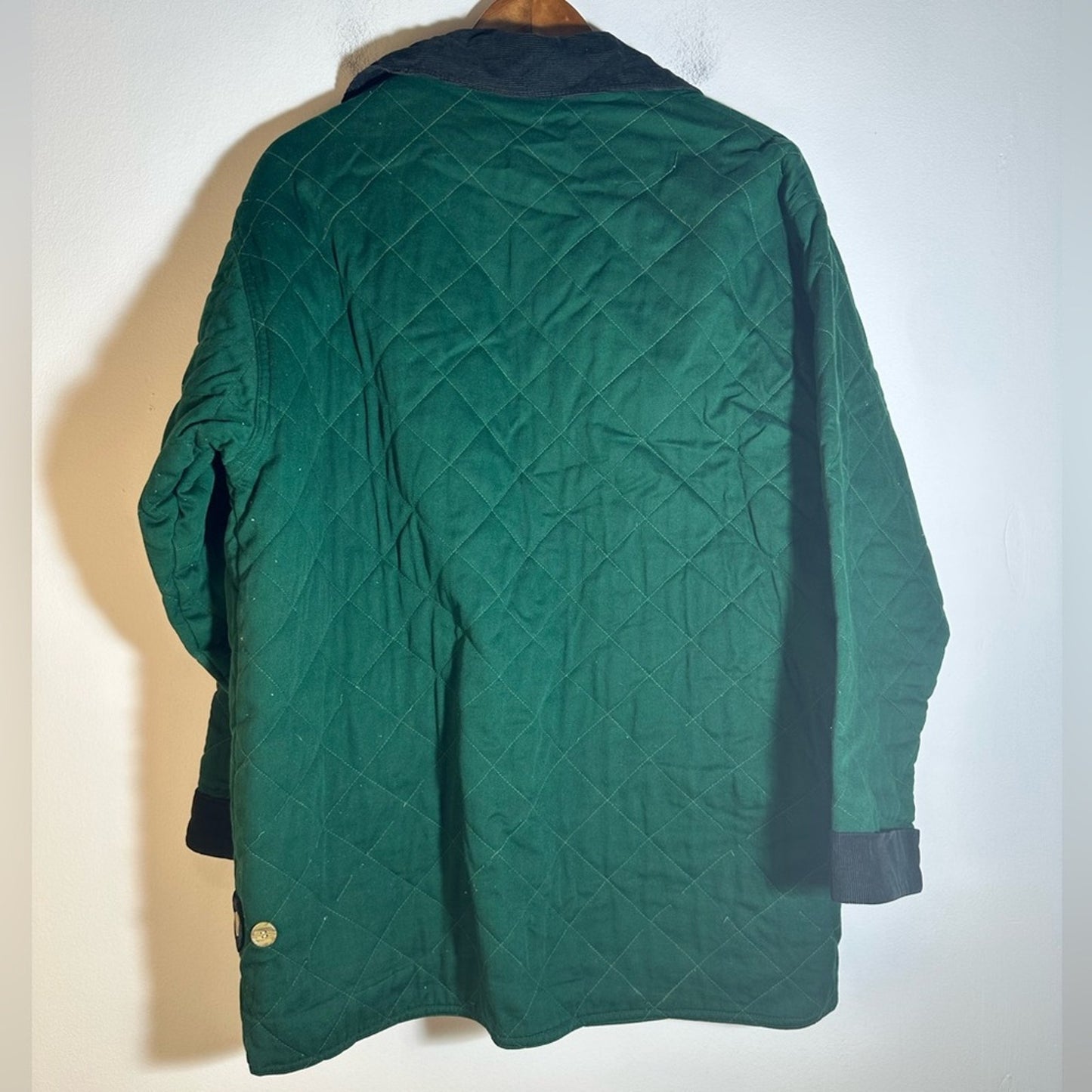 Vintage Emerald Quilted Barn Jacket with Contrast Collar