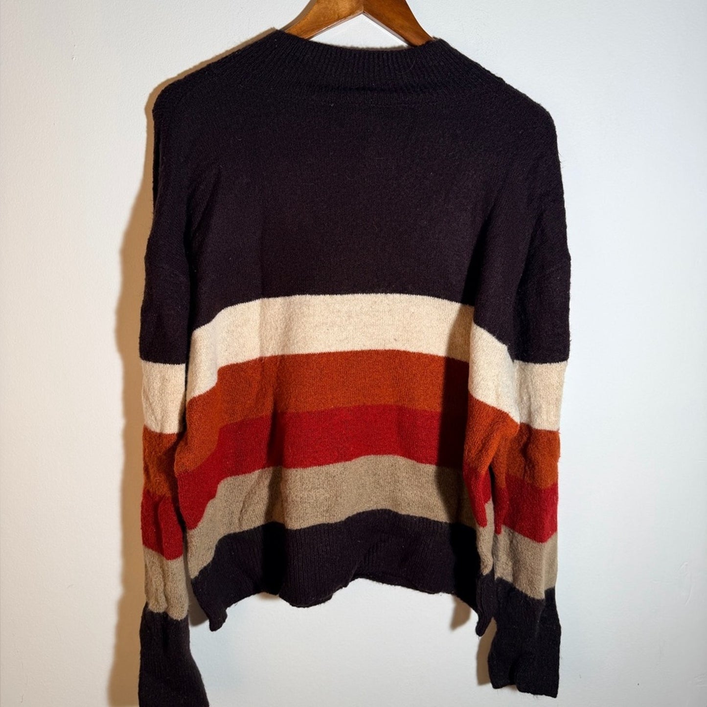 Beachlunchlounge Women's Elegant Dark Brown Striped Sweater