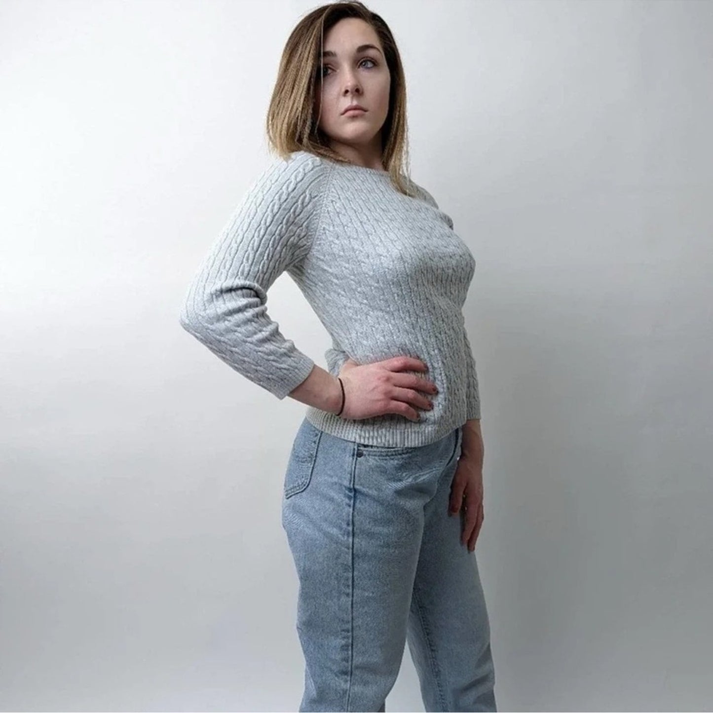 Tommy Hilfiger Baby Blue Cable Knit Sweater