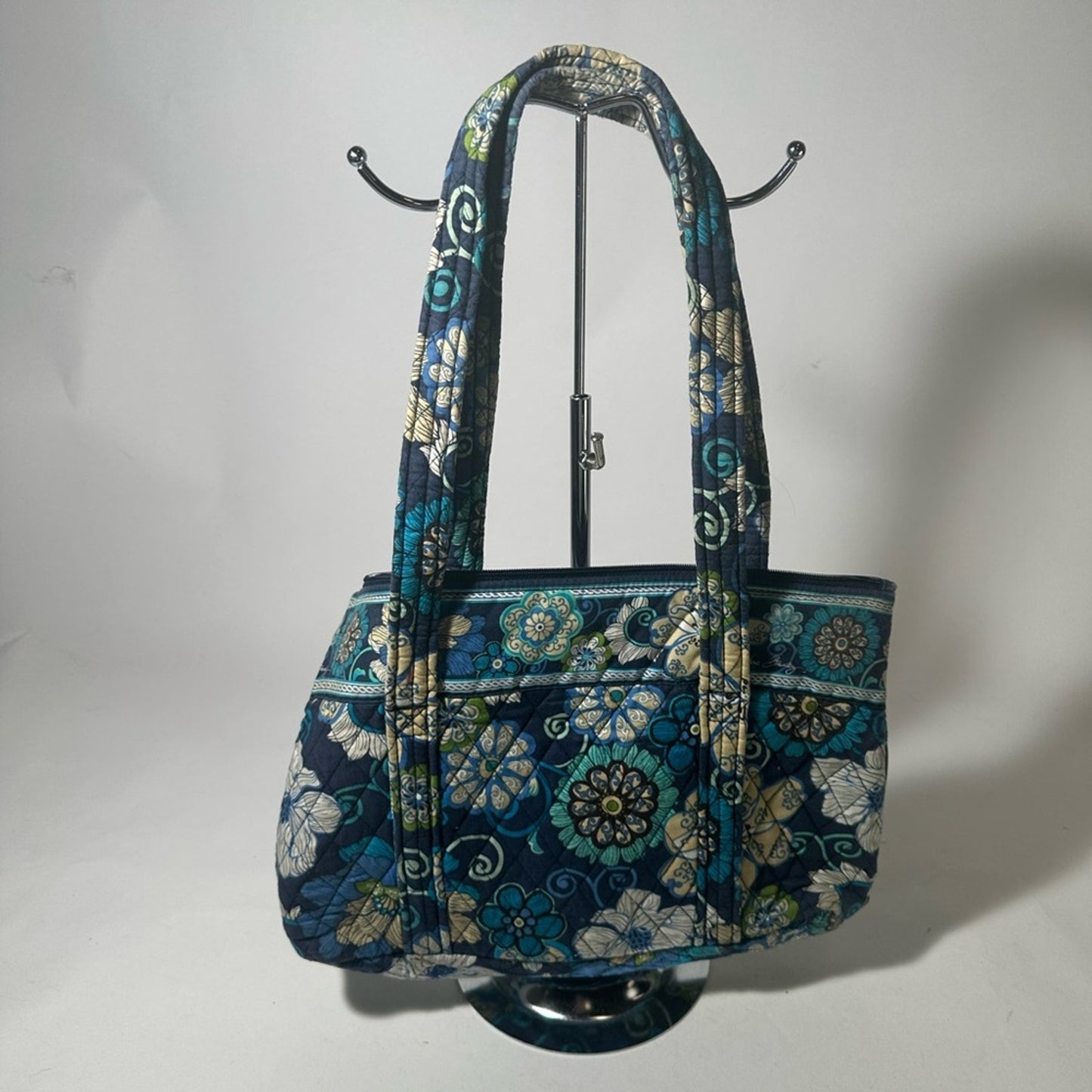 Vera Bradley Blue and Green Quilted Shoulder Bag with Paisley Design
