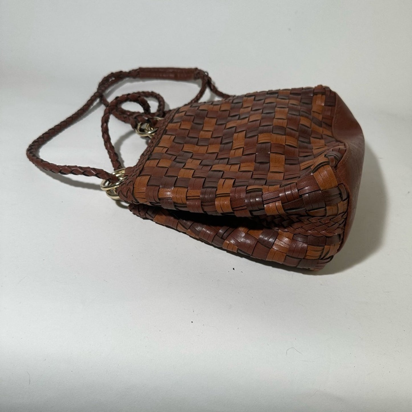Brown Woven Leather Bag