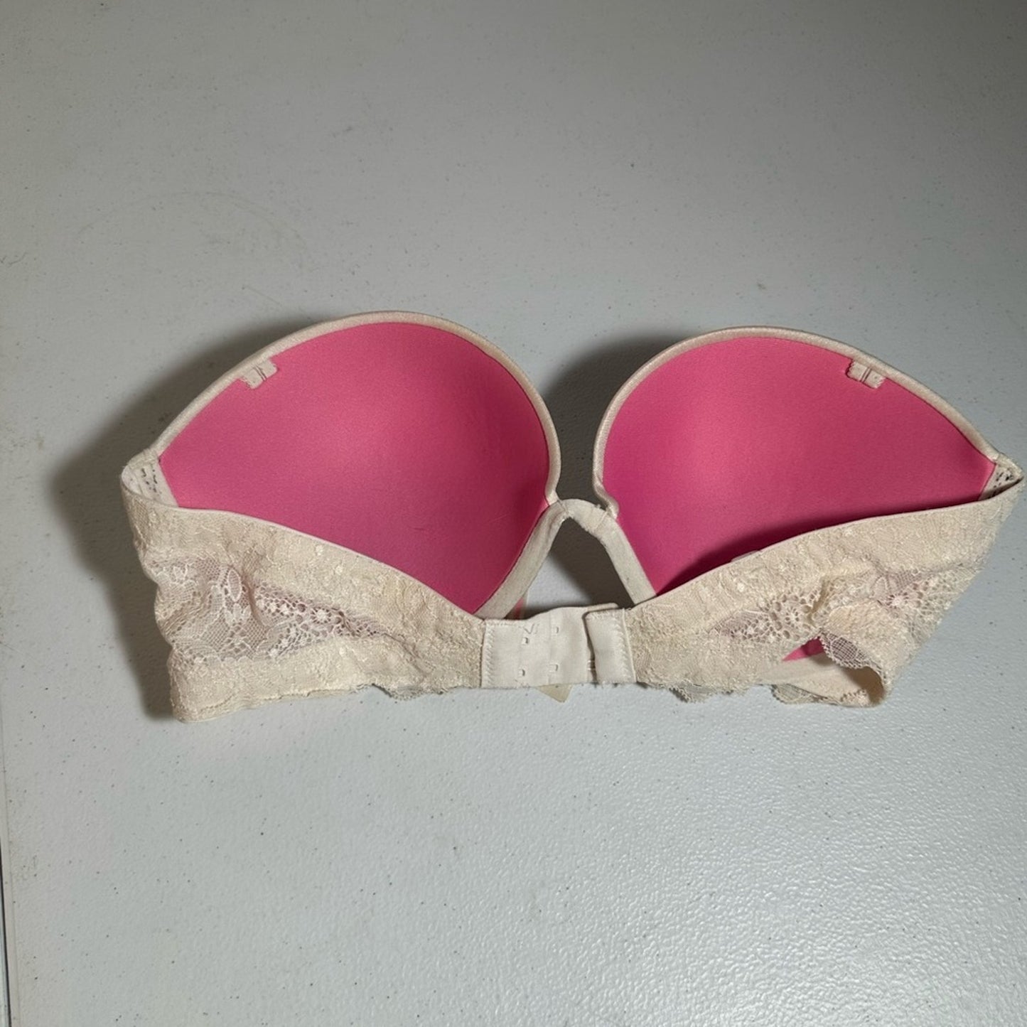Pink Victoria’s Secret Elegant Cream Strapless Bra