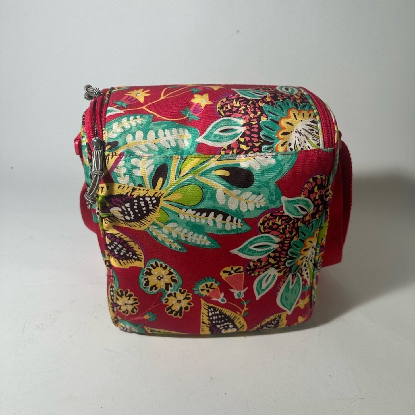 Vera Bradley Red and Green Lunch Bag with Floral Print
