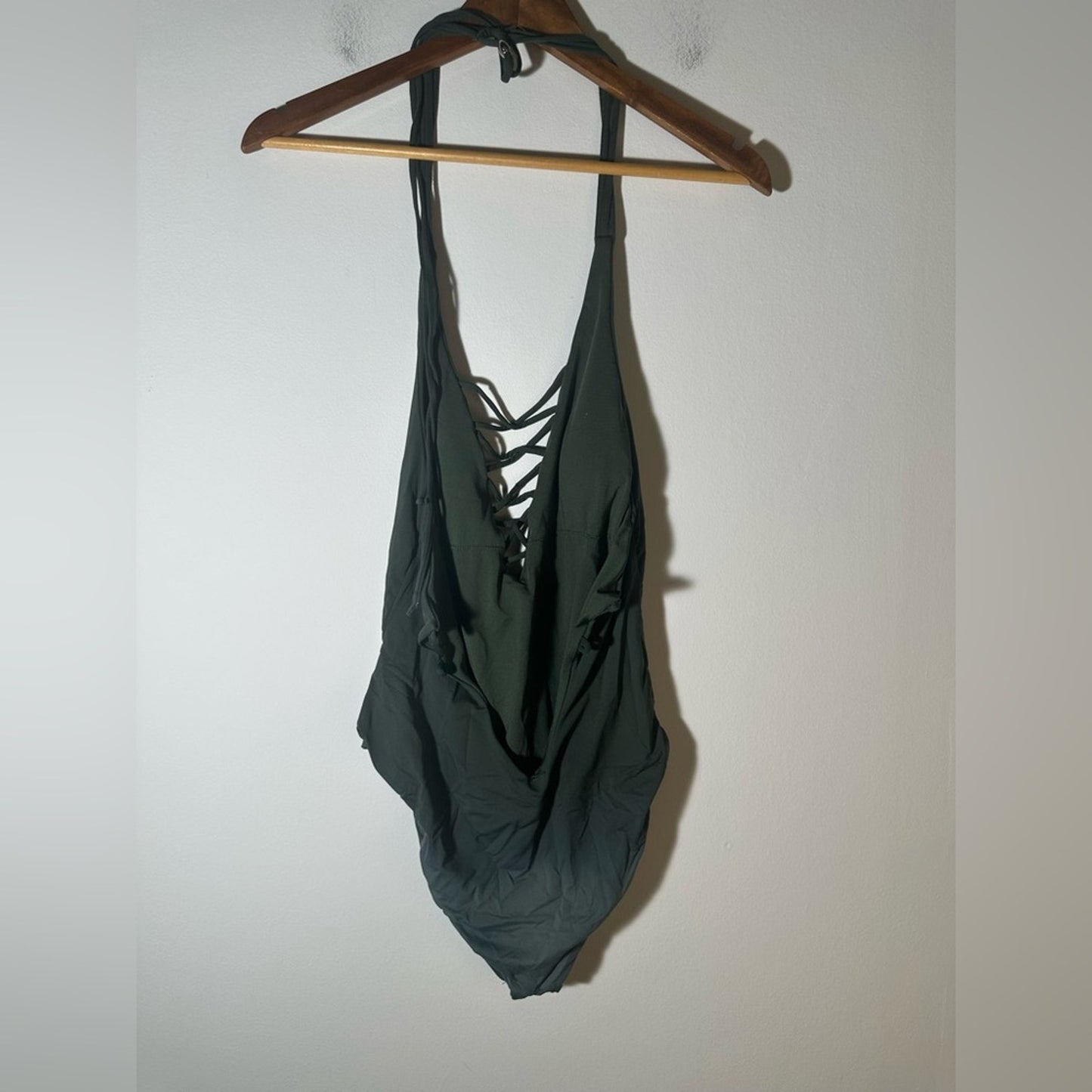 Women's Olive Green Lace-Up Swimsuit