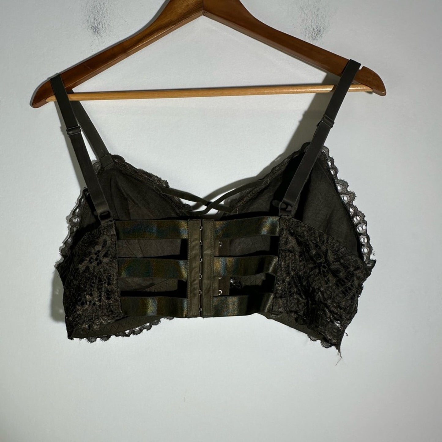 Green Lace Bralette with Wide Straps